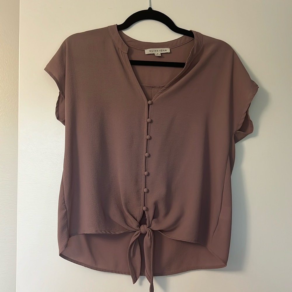 Mauve short sleeves blouse